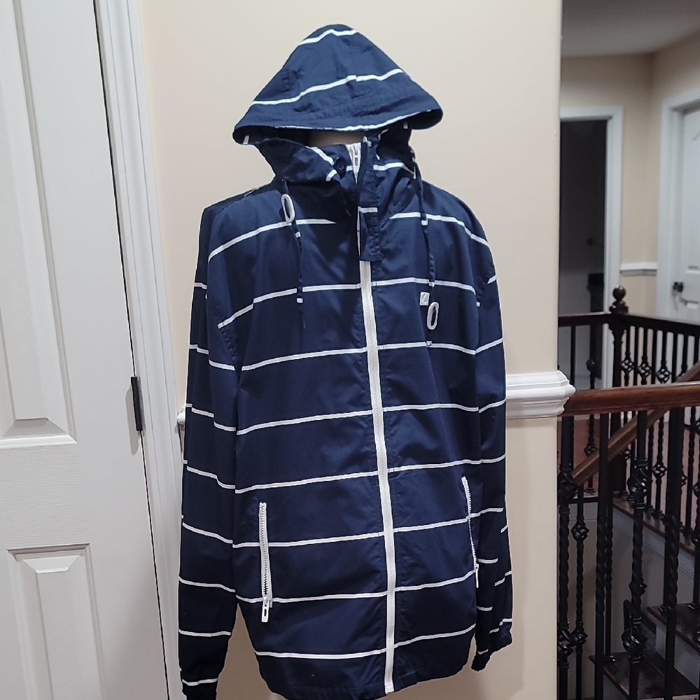 Ecko Unlimited Blue and White Hooded Windbreaker